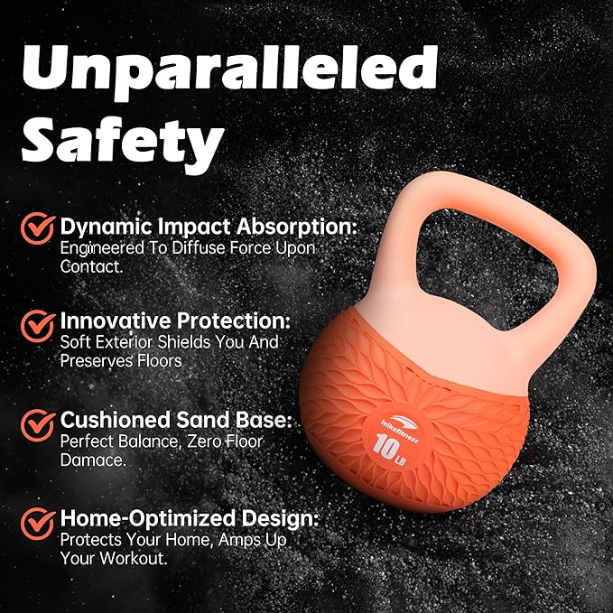 Leikefitness Soft Kettlebells,Anti-Slip Grip Weight for Women and Men,Cushioned Impact-Safe Strength Training Kettlebell,Home workout