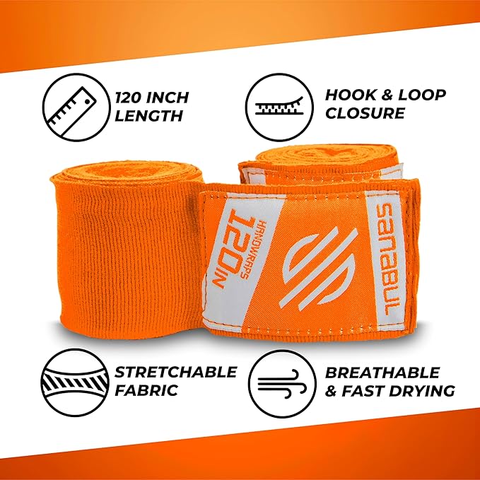Sanabul Elastic 120 inch Boxing Hand Wraps Kickboxing Handwraps for Boxing Gloves for Men, Women, and Kids Muay Thai MMA Hand Wraps