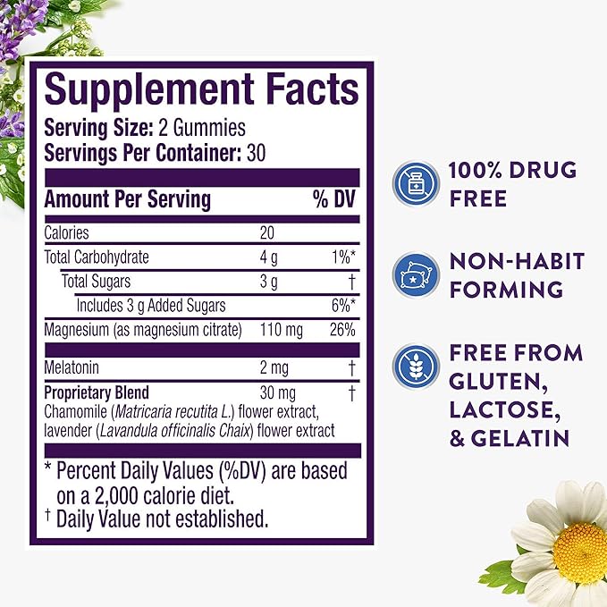 ZzzQuil Pure Zzzs + Magnesium, Sleep Aid, Magnesium Citrate and Melatonin Gummies, Melatonin 2mg, Sleep Aids for Adults, Mixed Berry Flavored, 60 Sleep Gummies