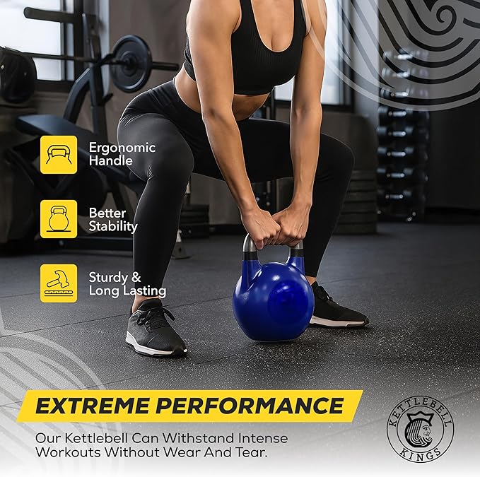 Kettlebell Kings Competition Kettlebells Weight (33mm handle) 4-32 KG | Hand weights Workout Gym Equipment & Strength training sets for Women & Men | Weights set for Home Gym