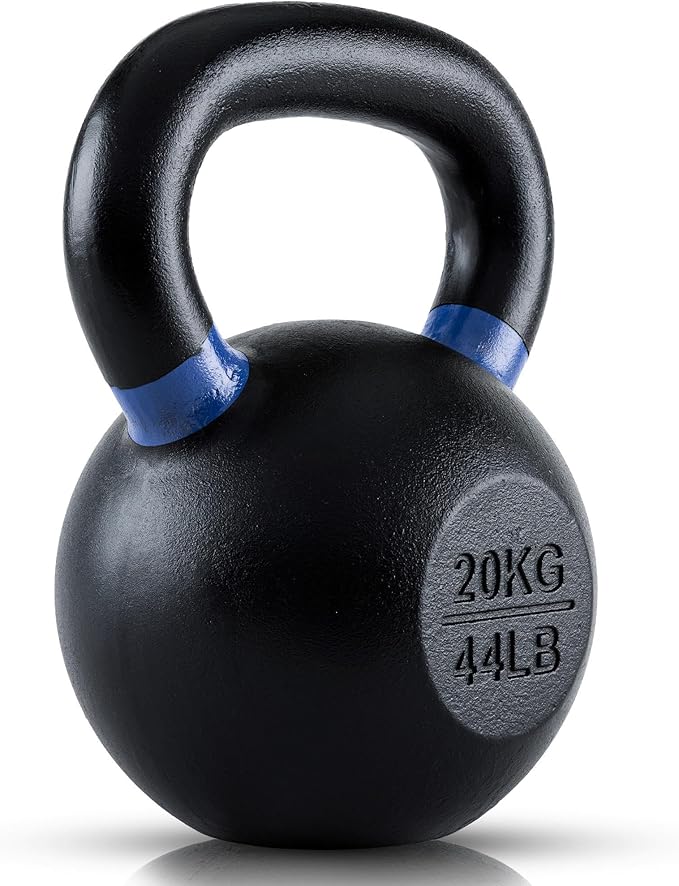 Rage Fitness Single Cast Iron Kettlebell | Powder Coated - Wide Handle Weights for Core & Glute Workouts; Swings, Squats, Deadlifts; Strength, Endurance & Flexibility for Men & Women