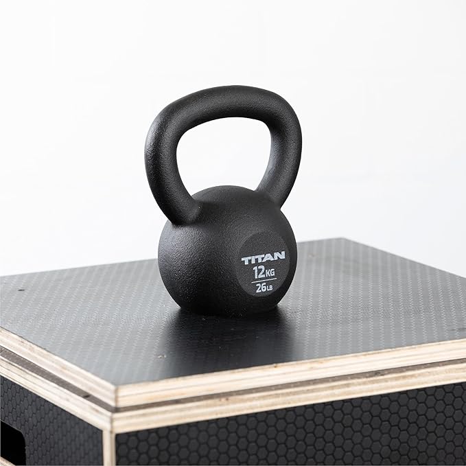 Titan Fitness Cast Iron Kettlebell, Single Piece Casting, KG and LB Markings, Full Body Workout