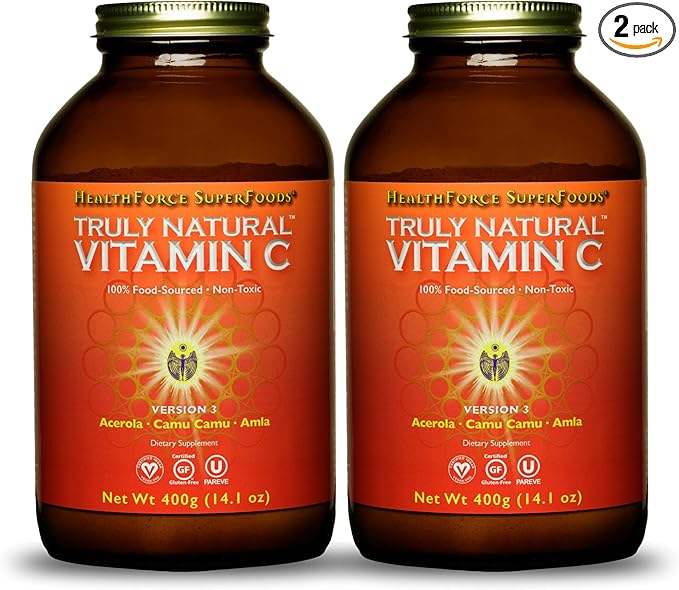 HEALTHFORCE SUPERFOODS Truly Natural Vitamin C - Immune Support Supplement with Camu Camu Berry - Vitamin C Supplement for Immune Health - Vegan, Non-GMO - 400 Grams, 67 Servings (Pack of 2)
