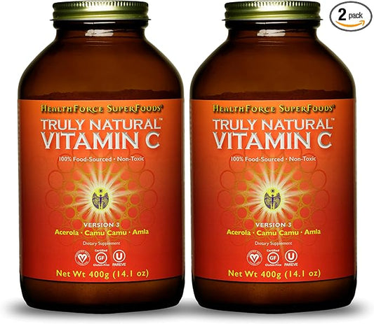 HEALTHFORCE SUPERFOODS Truly Natural Vitamin C - Immune Support Supplement with Camu Camu Berry - Vitamin C Supplement for Immune Health - Vegan, Non-GMO - 400 Grams, 67 Servings (Pack of 2)