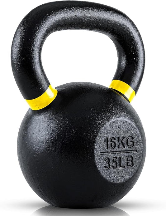 Rage Fitness Single Cast Iron Kettlebell | Powder Coated - Wide Handle Weights for Core & Glute Workouts; Swings, Squats, Deadlifts; Strength, Endurance & Flexibility for Men & Women