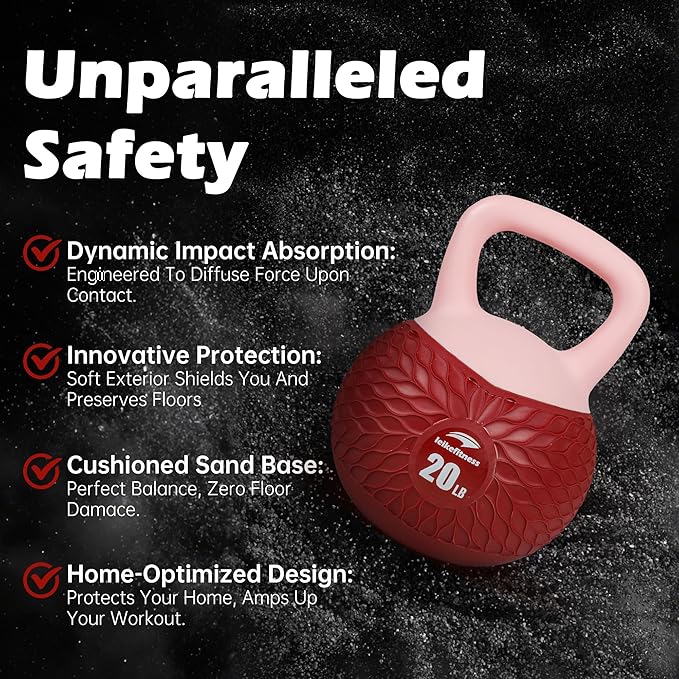 Leikefitness Soft Kettlebells,Anti-Slip Grip Weight for Women and Men,Cushioned Impact-Safe Strength Training Kettlebell,Home workout