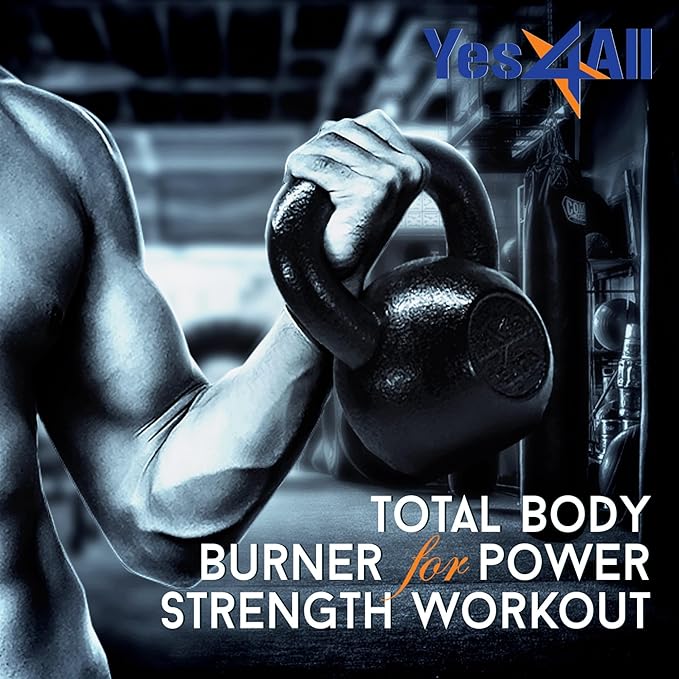 Yes4All Kettlebell Sets, 5 - 10 - 15 - 20 - 25 - 30 LB Cast Iron Strength Training Kettlebells, Wide Handles & Flat Bottom, Multi-Level from Beginners to Pros for Strength Training & Home Gym