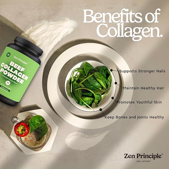 Zen Principle Grass-Fed Agglomerated Hydrolyzed Collagen Peptides 3 lb. Anti-Aging Protein Powder for Healthy Hair, Skin & Joints. Paleo and Keto Friendly, GMO and Gluten Free, Pasture-Raised Bovine.