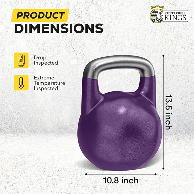 Kettlebell Kings Competition Kettlebells Weight (35mm handle) 8-48 KG | Hand weights Workout Gym Equipment & Strength training sets for Women & Men for Home Gym | Suitable for High Repetition Workouts