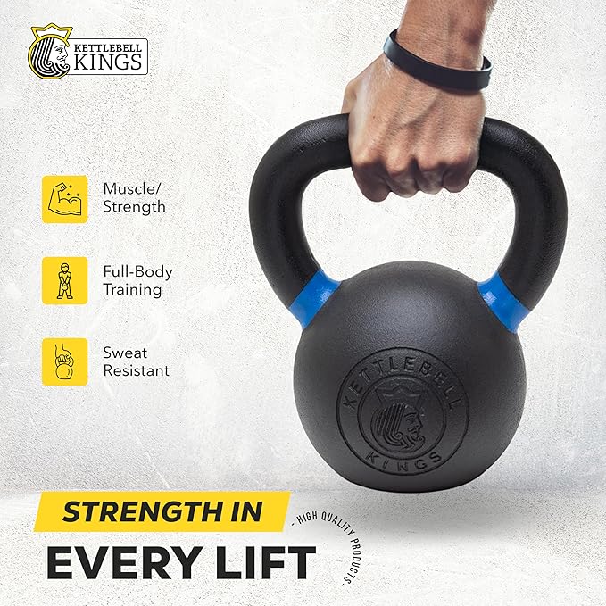 Kettlebell Kings Powder Coated Kettlebell Weights - 9-97 lb Strength Training Kettlebells for Men and Women - Hand Weights Workout Gym Equipment - Weights Set for Home Gym- New