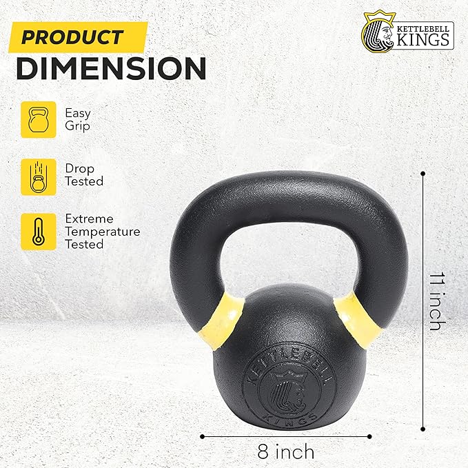Kettlebell Kings Powder Coated Kettlebell Weights - 9-97 lb Strength Training Kettlebells for Men and Women - Hand Weights Workout Gym Equipment - Weights Set for Home Gym- New